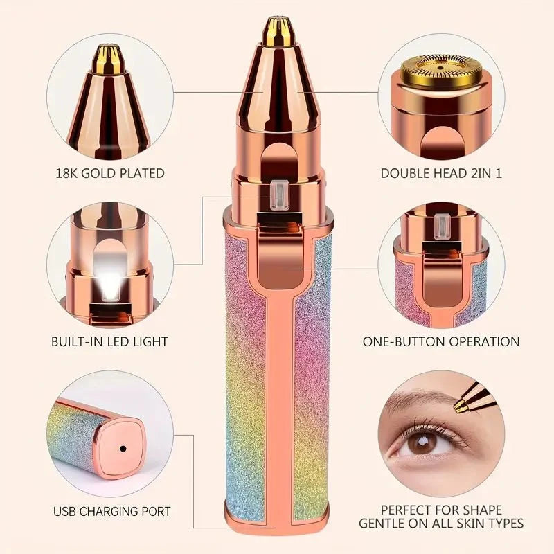 Painless Hair Remover/ 2 in 1 Eyebrows Trimmer & Facial Hair Remover